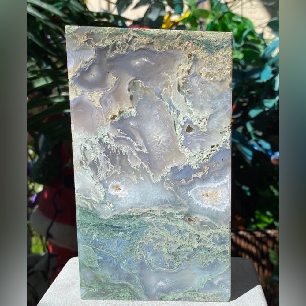Natural Druzy Moss Agate Slab - Picture 2 of 11